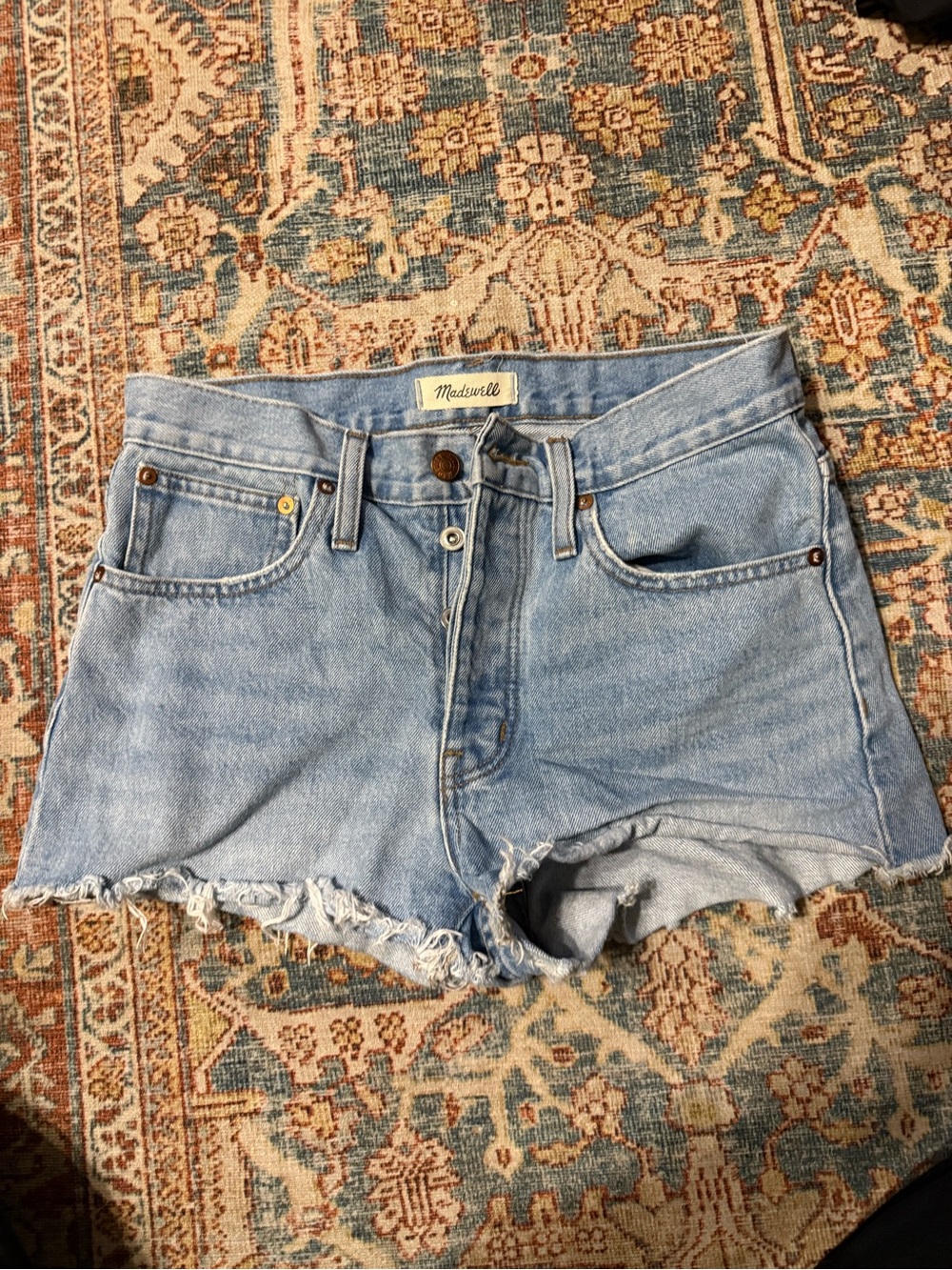 Madewell Light Wash Frayed Hem Denim Shorts